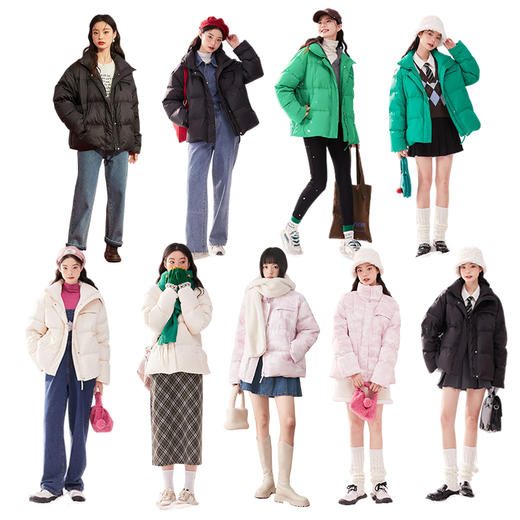 西遇立领羽绒服女2023年冬季新款韩版保暖加厚短款上衣开衫外套12020976 商品图1