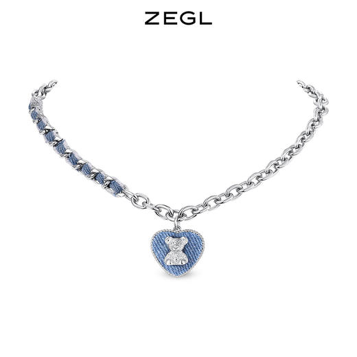ZEGL爱心小熊丹宁风项链女轻奢小众嘻哈甜酷风锁骨链t恤牛仔配饰 商品图0