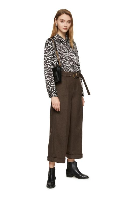 AVA 复古束腰羊毛高腰长裤 8359 商品图3