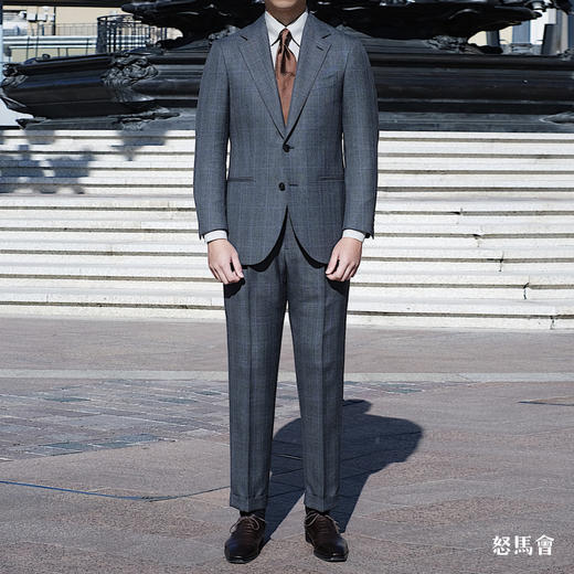 Stylbiella Knight 澳洲美丽诺羊毛360克高克重中灰色亲王格全麻衬套装 商品图0