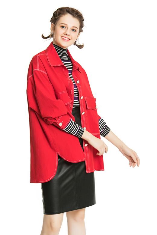 AVA 红色明线装饰衬衣 3963 商品图1