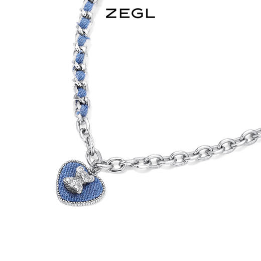 ZEGL爱心小熊丹宁风项链女轻奢小众嘻哈甜酷风锁骨链t恤牛仔配饰 商品图3