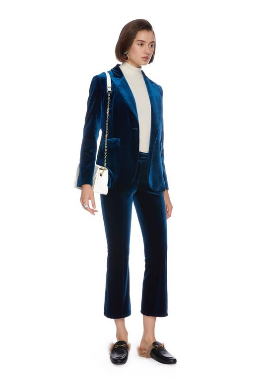 AUGUST 1 EIGHT 深蓝丝绒高腰长裤 4901 商品图3