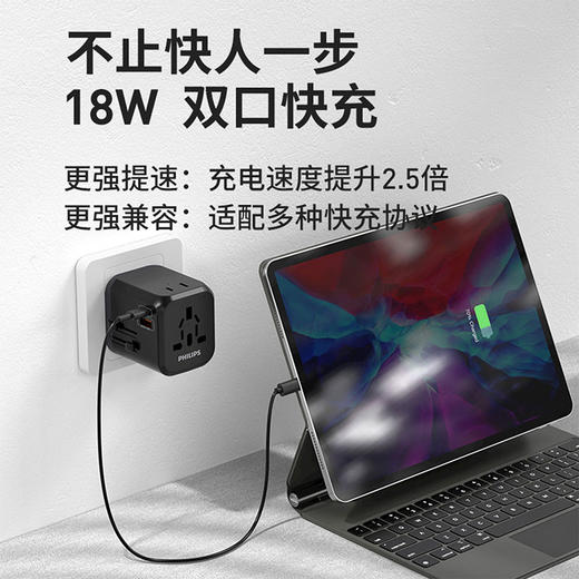 飞利浦双口全球通用旅行4USB插座SPS1004B93 商品图1