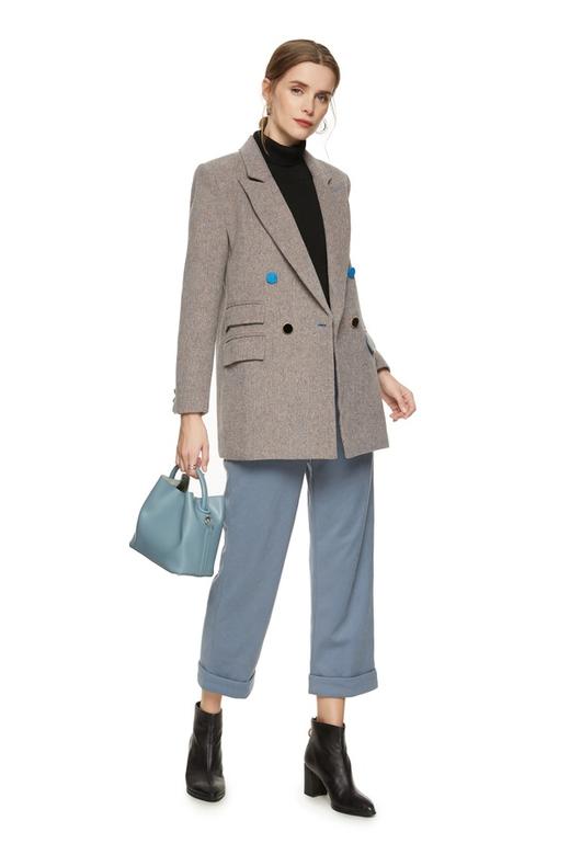 LNNNS 灰蓝色卷边高腰长裤 8324 商品图3