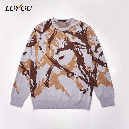 【名盾】LOYOU/朗逸秋冬男士新款毛衫休闲百搭印花图纹羊毛针织衫 商品图4