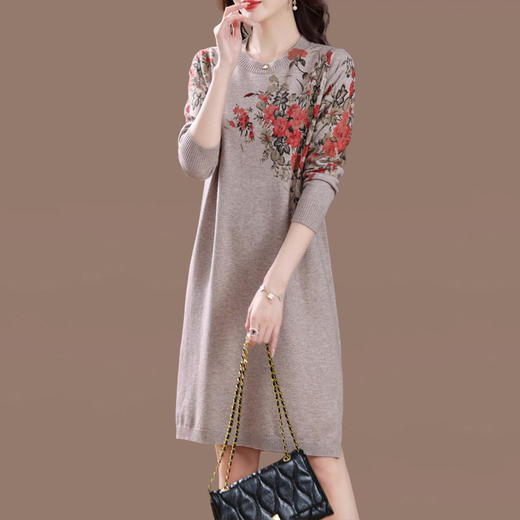 配大衣的印花毛衣连衣裙子圆领打底群加厚CC-38-8811 商品图4