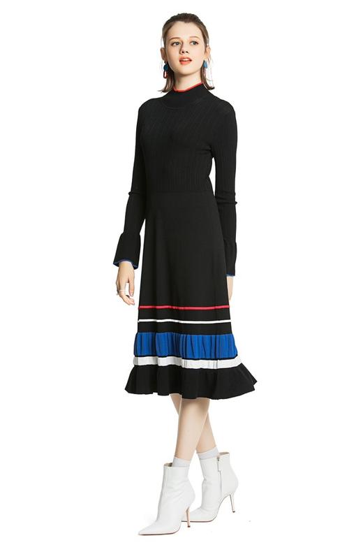 SUMMER & SAGE 条纹拼接针织连衣裙 3727 商品图1