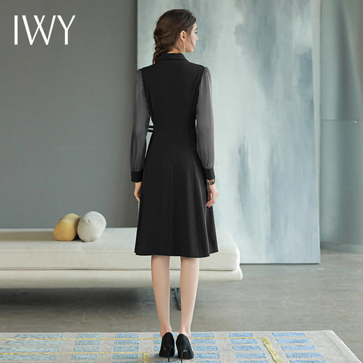 IWY/黑色新款高端正装连衣裙女小个子气质名媛职业装裙子收腰显瘦Q729-B 商品图3