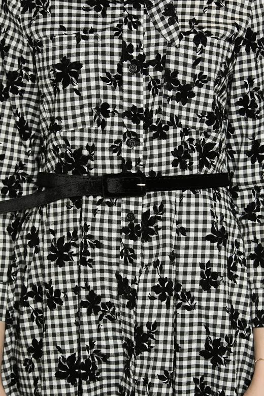 ROSEHOO 花朵装饰格纹衬衫裙 3984 商品图4