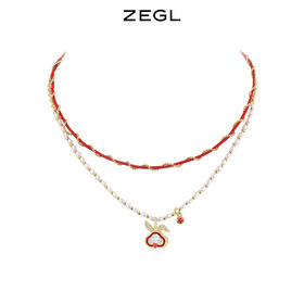 ZEGL设计师本命年系列如意锁兔子项链女生轻奢小众双层红绳锁骨链