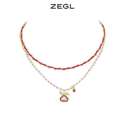 ZEGL设计师本命年系列如意锁兔子项链女生轻奢小众双层红绳锁骨链 商品图0