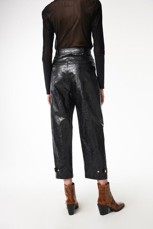 褶皱纹理宽松皮裤 商品图1