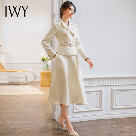 IWY/新款短款毛呢外套小香风套装女秋冬洋气时尚高级感两件套CS1627 商品图4