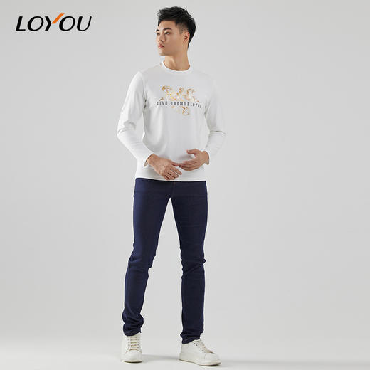 【名盾】LOYOU/朗逸秋冬新品棉T恤白色百搭 商品图2