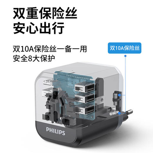 飞利浦双口全球通用旅行4USB插座SPS1004B93 商品图3