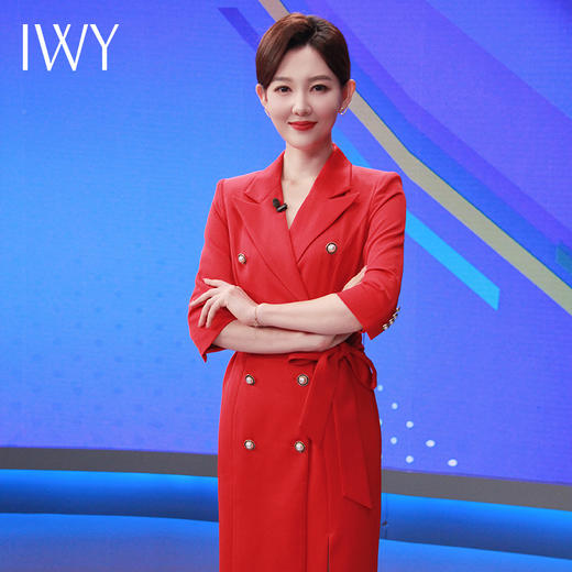 IWY/高级感西装连衣裙女前开叉气质绑带年会演讲主持人礼服正装职业装213175Q1 商品图2