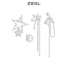 ZEGL设计师星光璀璨耳妆盘女耳夹女无耳洞耳环耳骨夹耳钉秋冬耳饰