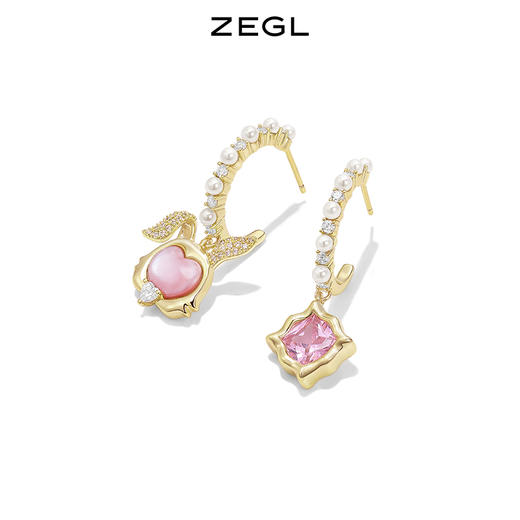 ZEGL设计师本命年系列桃花兔子耳环女小众设计感高级耳钉银针耳饰 商品图3