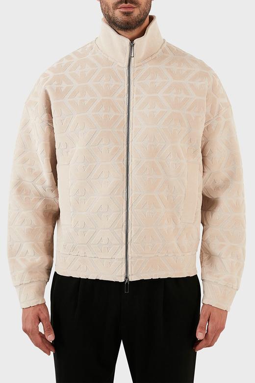 【新品速递】Emporio Armani 男士黑色全身提花徽标拉链软绒外套 6L1MN1 商品图5