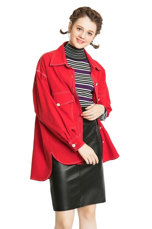 AVA 红色明线装饰衬衣 3963 商品图0