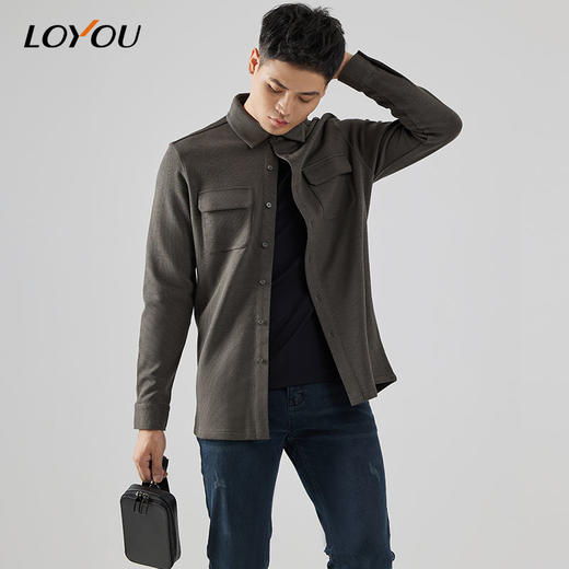 【名盾】LOYOU/朗逸秋冬新款男士衬衫翻领休闲衬衫外套 商品图2