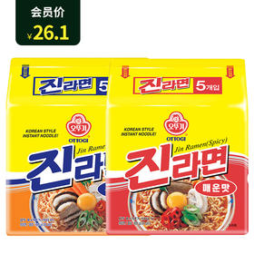 오뚜기진라면순한맛不倒翁真拉面原味5连包/辣味5连包