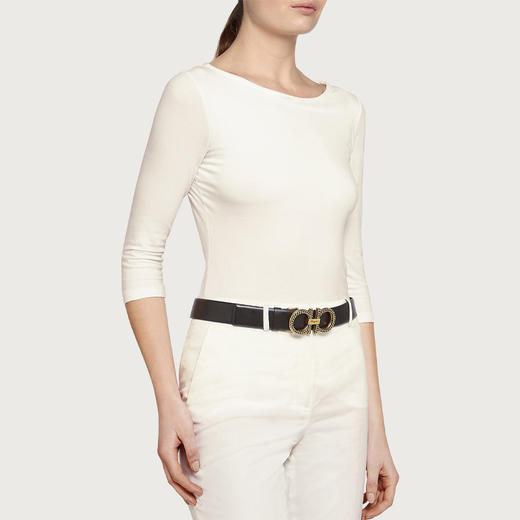 FERRAGAMO 菲拉格慕 女士双面可调式GANCINI腰带 黑色 23 B570 694078 商品图2