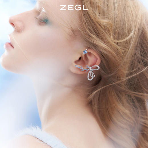 ZEGL设计师冰蓝雪花耳妆盘女耳夹女无耳洞耳环耳骨夹耳钉耳挂耳饰 商品图5