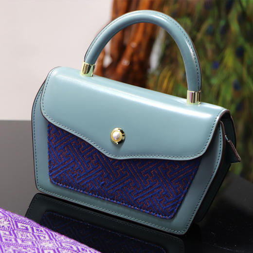 【非遗】傣锦胎纹牛皮手提包 商品图0