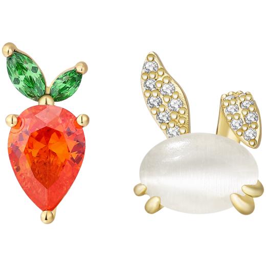 ZEGL设计师本命年系列桃花兔子925纯银耳钉女红色耳环秋冬耳饰品 商品图2