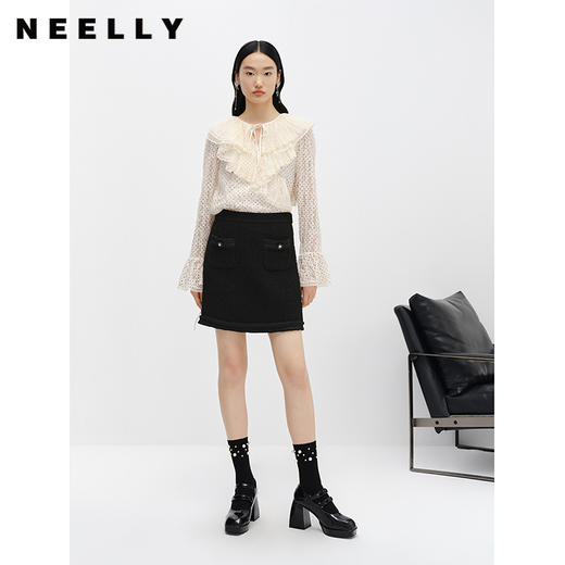 NEELLY纳俪商场同款冬季新款波点衬衫女可爱娃娃领套头上衣喇叭袖N22122R01173 商品图1