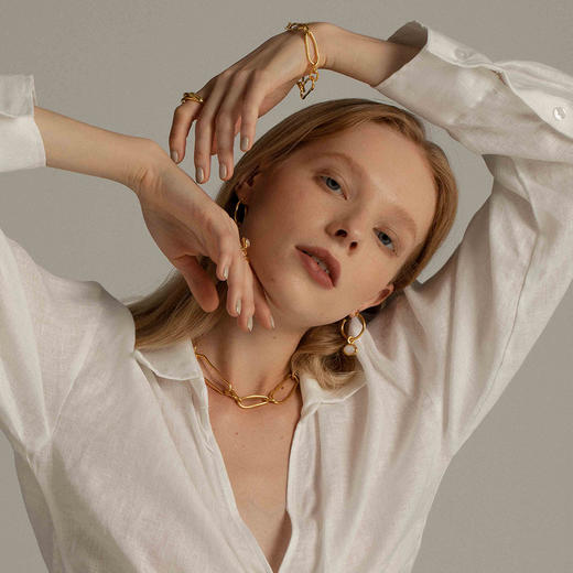 UNFOLDS The Loop Chain Necklace Gold 水流环形链条项链 商品图2