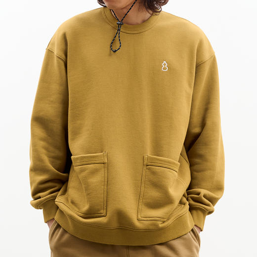 吃茶去chichaqu重磅全棉圆领口袋刺绣宽松卫衣 商品图3