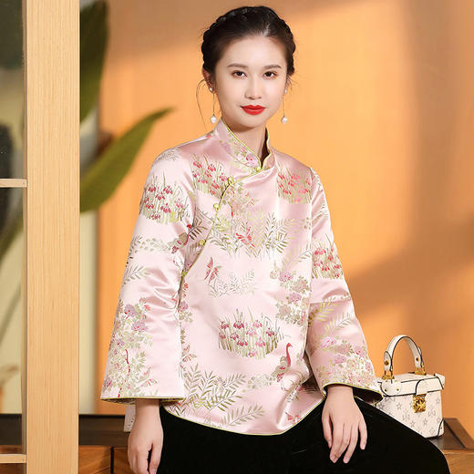 戏蝶提花改良上衣，国风宽松立领改良唐装AYK-220911 商品图2