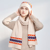 【纯羊绒围巾+帽子】羊绒世家秋冬新品女士100%山羊绒针织保暖围巾撞色条纹帽子 商品缩略图0