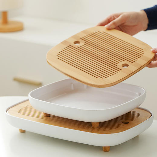 无闻2022新款茶盘  密胺盘 家用托盘干泡茶盘储水式茶台功夫茶具干泡台 商品图4