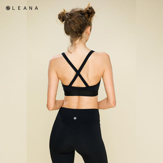LEANA U字领口一体杯胸垫不可拆抹胸后背交叉美背瑜伽健身LN2031 商品图3
