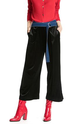 LNNNS 黑色高腰束带阔腿裤 4233