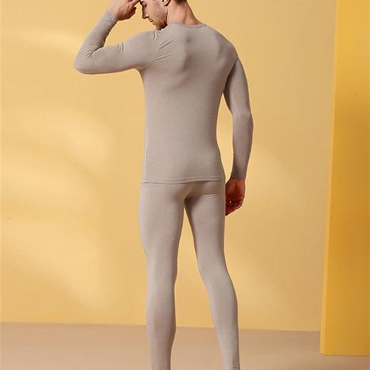 发热打底保暖套装轻薄款男士德绒圆领长袖 商品图3