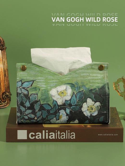 【梵高油画高颜值纸巾盒】月下白玫瑰油画纸巾盒轻奢风客厅家用桌面抽纸盒高档车载纸抽盒 商品图1