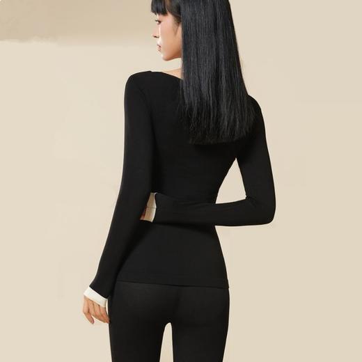 【美感买2立减10元】莫代尔撞色V领修身内衣保暖秋衣秋裤套装 商品图3