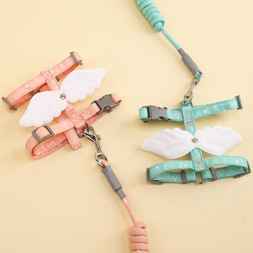 【宠物宝贝 天使之翼！】跨境宠物用品天使翅膀款狗狗猫咪牵引绳工字型猫咪胸背带套装 商品图2