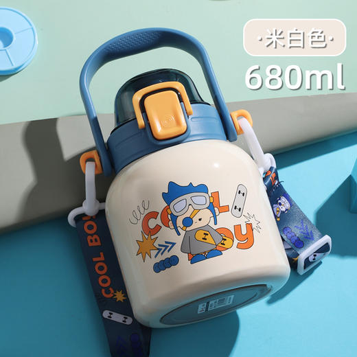 网红大肚杯 儿童保温杯 学生吸管弹跳水杯 大容量保温壶yn02 商品图0