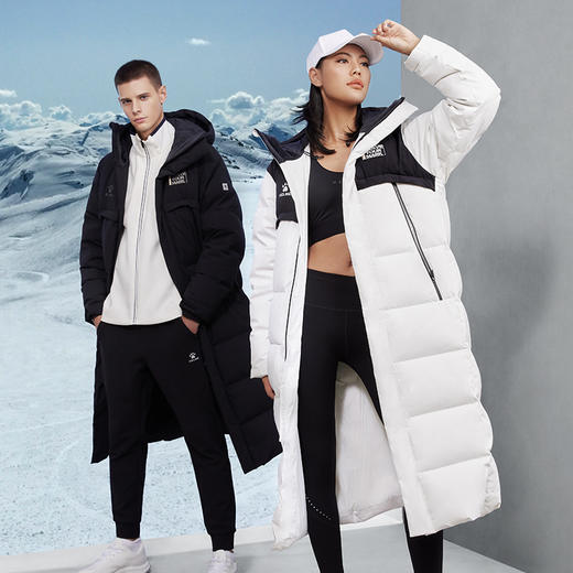 卡尔美长款羽绒服男女加厚连帽外套运动休闲保暖过膝鸭绒服8261YR1013 商品图8