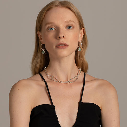 UNFOLDS The Inlay Stone Earrings Gold Mother of Pearl 复古宝石耳环 商品图4