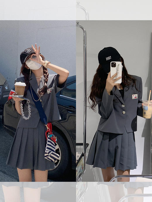 <曾小咸推荐>巨折清仓秒杀，稀有现货24小时发【仅限今日】女装甜酷jk学院风秋季长短袖西装外套 / 百褶短裙 商品图1