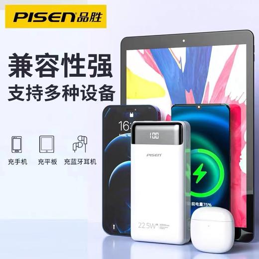 品胜20000毫安充电宝22.5W超级快充移动电源超大容量超薄小巧便携白色1个 商品图4