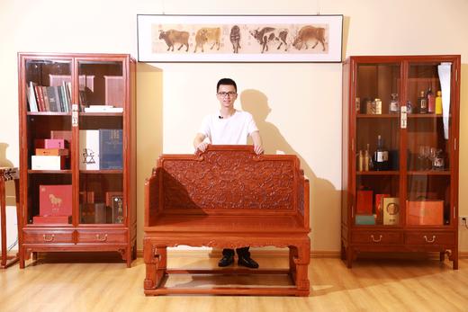 红桥红  家具严选  缅甸花梨（大果紫檀）【128乾隆款 西番莲纹 宝座】 商品图12