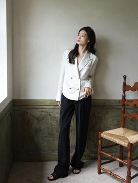 西服领双排扣缎面衬衫